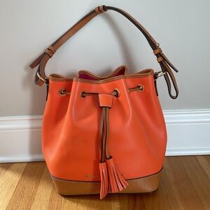 Dooney & Bourke Saffiano Drawstring Shoulder Bag ~ Geranium ❤️